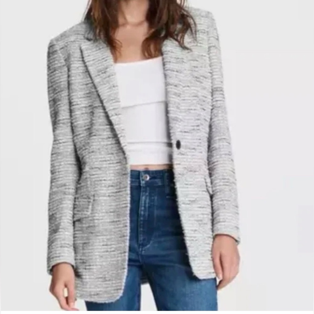 Rag & Bone Women's Ames Light Grey Tweed Blazer Oversize Size 6